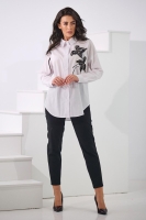 Biała koszula damska bawełniana z haftem kwiatowym elegancka oversize